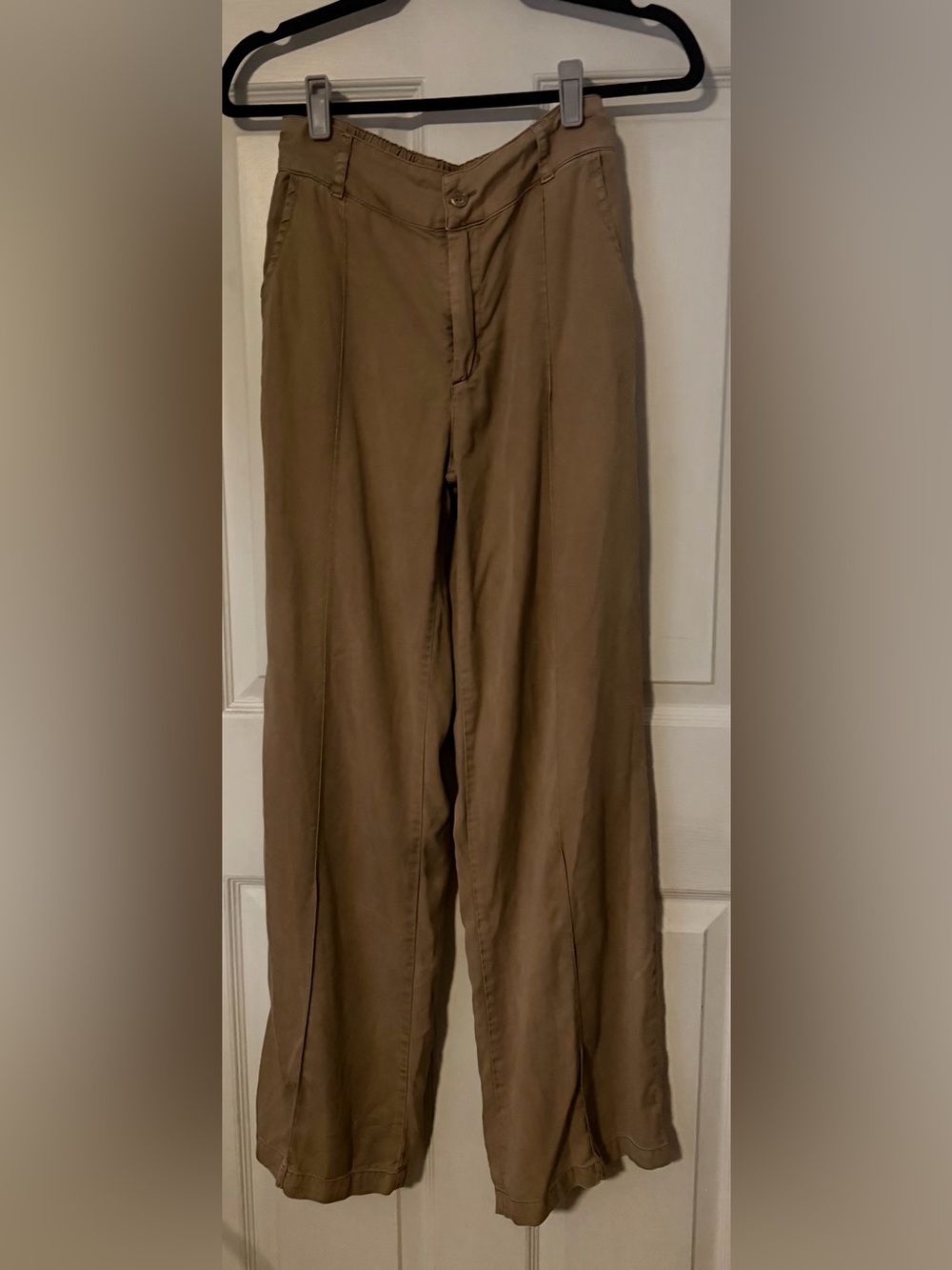 YFB Wide Leg Pants XS Tan Tencel Pull On Elastic Waist Trousers